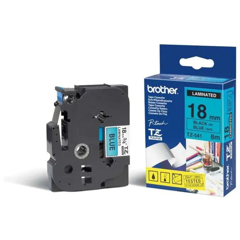 Brother TZ-541 Nastro Laminato 18 mm Nero su Blu, 8 m Brother TZ-541 Nastro Laminato 18 mm Nero su Blu, 8 m