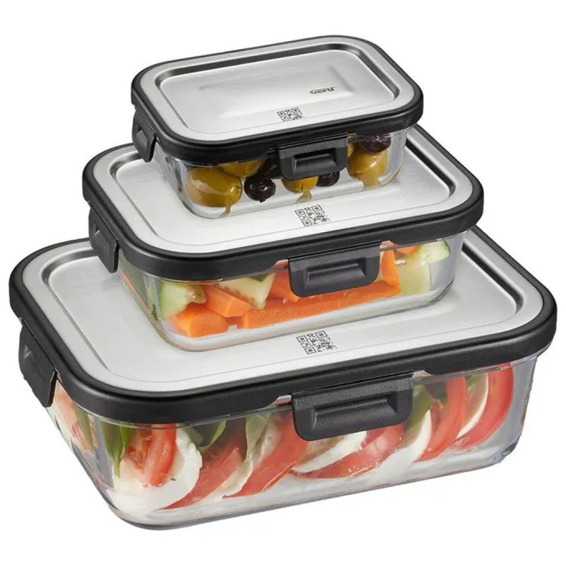 GEFU Milo G-12799 – Set di 3 contenitori in vetro borosilicato