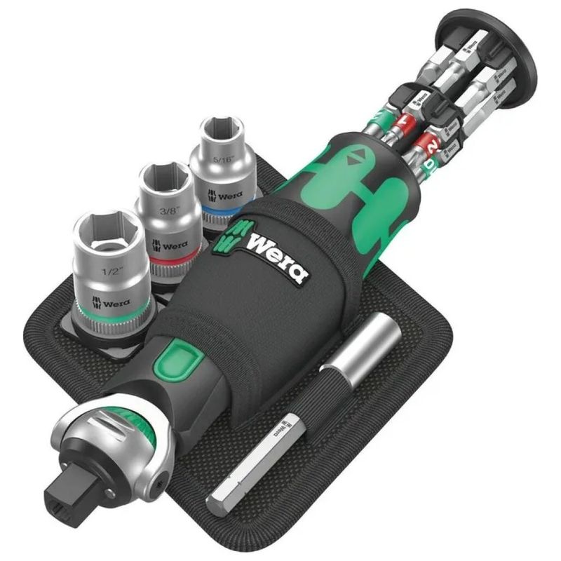 Wera 8009 Zyklop Pocket Set Imperial 2 – Cricchetto e inserti, 18 pezzi