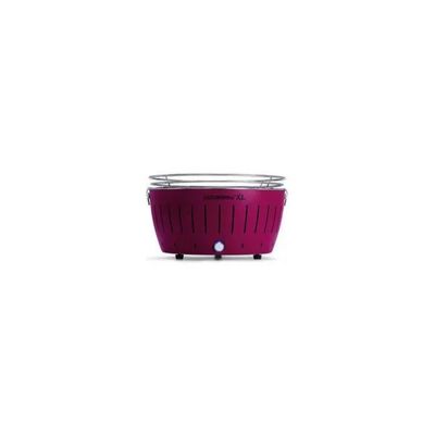 LotusGrill Barbecue portatile a carbonella con ventilazione USB, griglia 40,5 cm, viola