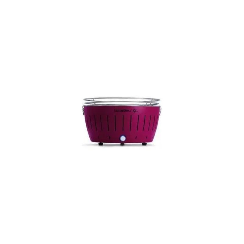 LotusGrill Barbecue portatile a carbonella con ventilazione USB, griglia 40,5 cm, viola
