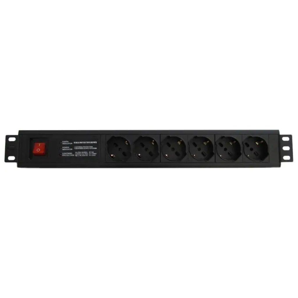 WP Europe Multipresa Rack 19” con 6 Prese Universali, 250 V, 3500 W, Nera