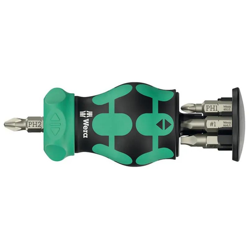 Wera Kraftform Kompakt Stubby RA 4 – Cacciavite a cricchetto con 6 punte
