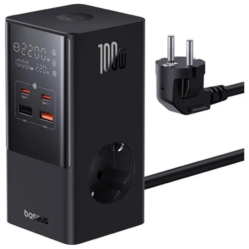 Baseus PowerCombo Tower 100W – Multipresa con 2 Prese AC e 4 Porte USB