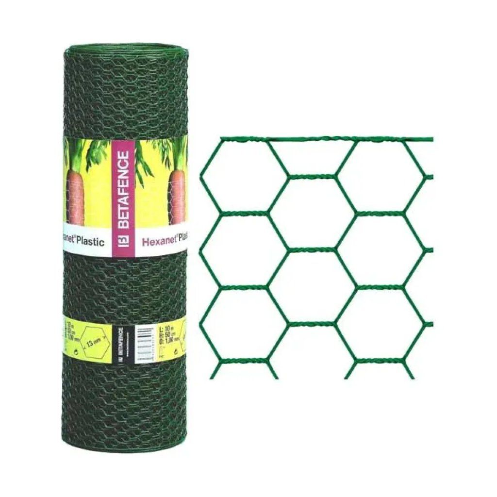 BETAFENCE Hexanet Plastic – Rete esagonale verde 50 cm x 10 m