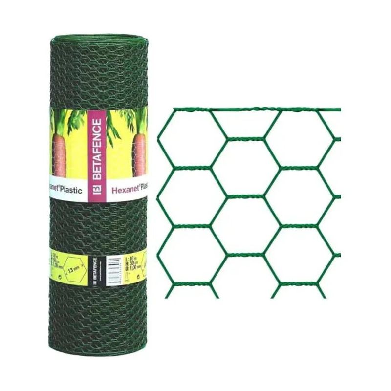 BETAFENCE Hexanet Plastic – Rete esagonale verde 50 cm x 10 m