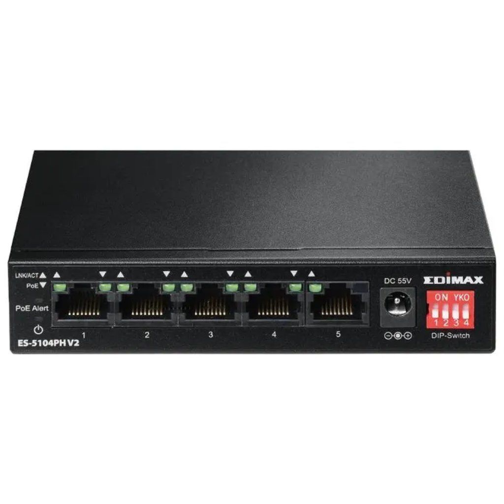 Edimax ES-5104PH V2 Switch Fast Ethernet 5 Porte con 4 Porte PoE+ Edimax ES-5104PH V2 Switch Fast Ethernet 5 Porte con 4 Porte PoE+