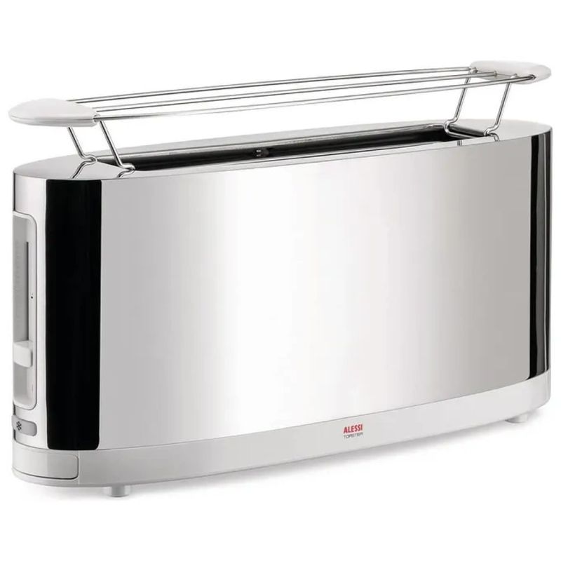 Alessi SG68W Tostapane 1080 W con Griglia Scaldabrioche, Bianco