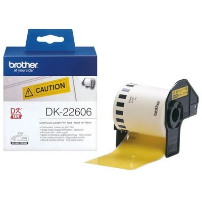 Brother DK-22606 Nastro Continuo Nero su Giallo, 62 mm x 15,24 m