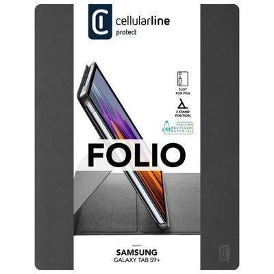 Cellularline Folio Custodia per Samsung Galaxy Tab S9+ 12,4" – Nero