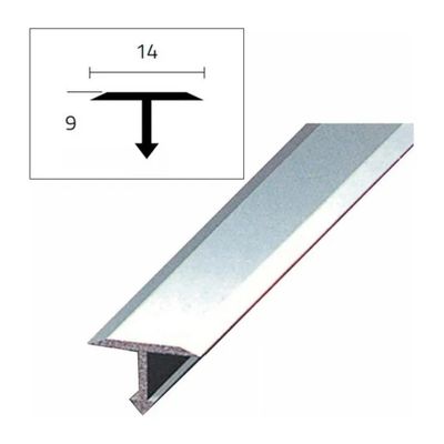 Arcansas 063H1 – Profilo a T per Pavimenti in Acciaio Inox Lucido, 14 × 9 mm, 90 cm