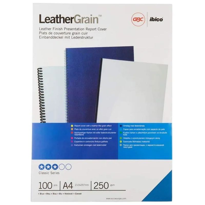 GBC Copertine Goffrate Blu per Rilegatura, 100 pezzi