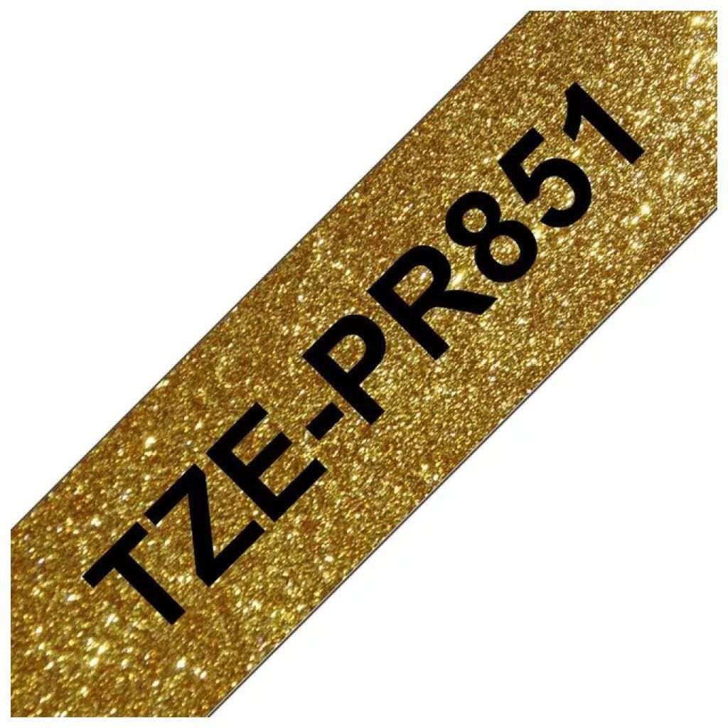 Brother TZePR851 Nastro Laminato Oro Glitter, 24 mm x 8 m