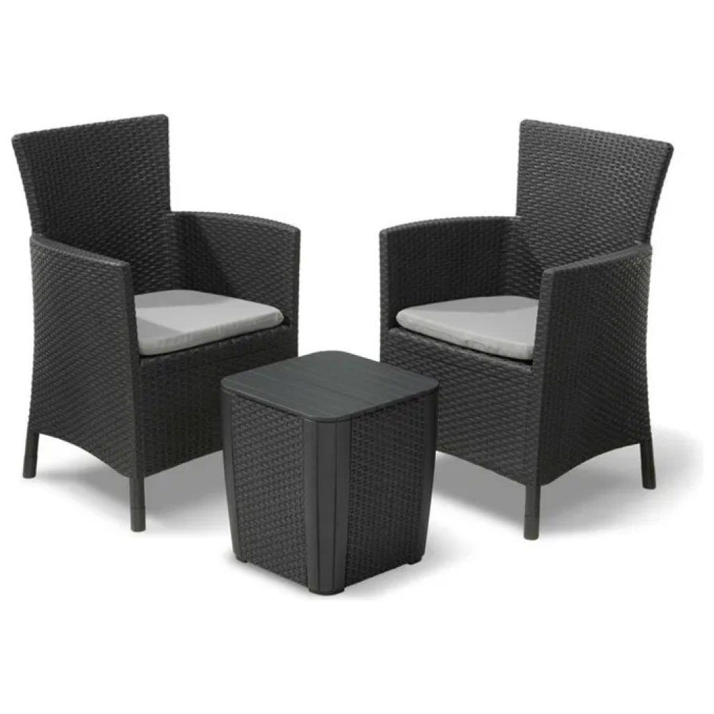 Keter Iowa – Salottino da Esterno in Resina Grafite con Cuscini