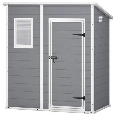 Keter Manor Pent 6x4 Casetta da Giardino in Resina con Pavimento, Grigia