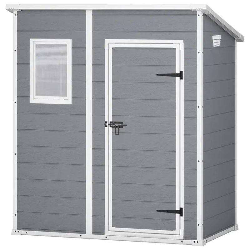 Keter Manor Pent 6x4 Casetta da Giardino in Resina con Pavimento, Grigia