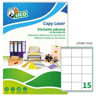 TICO Copy Laser Etichette Adesive A4, 70 × 50,8 mm, 100 Fogli TICO Copy Laser Etichette Adesive A4, 70 × 50,8 mm, 100 Fogli