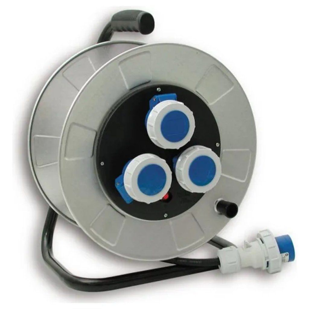 Fanton 14350 Avvolgicavo Industriale 30 m, 3 Prese CEE IP67