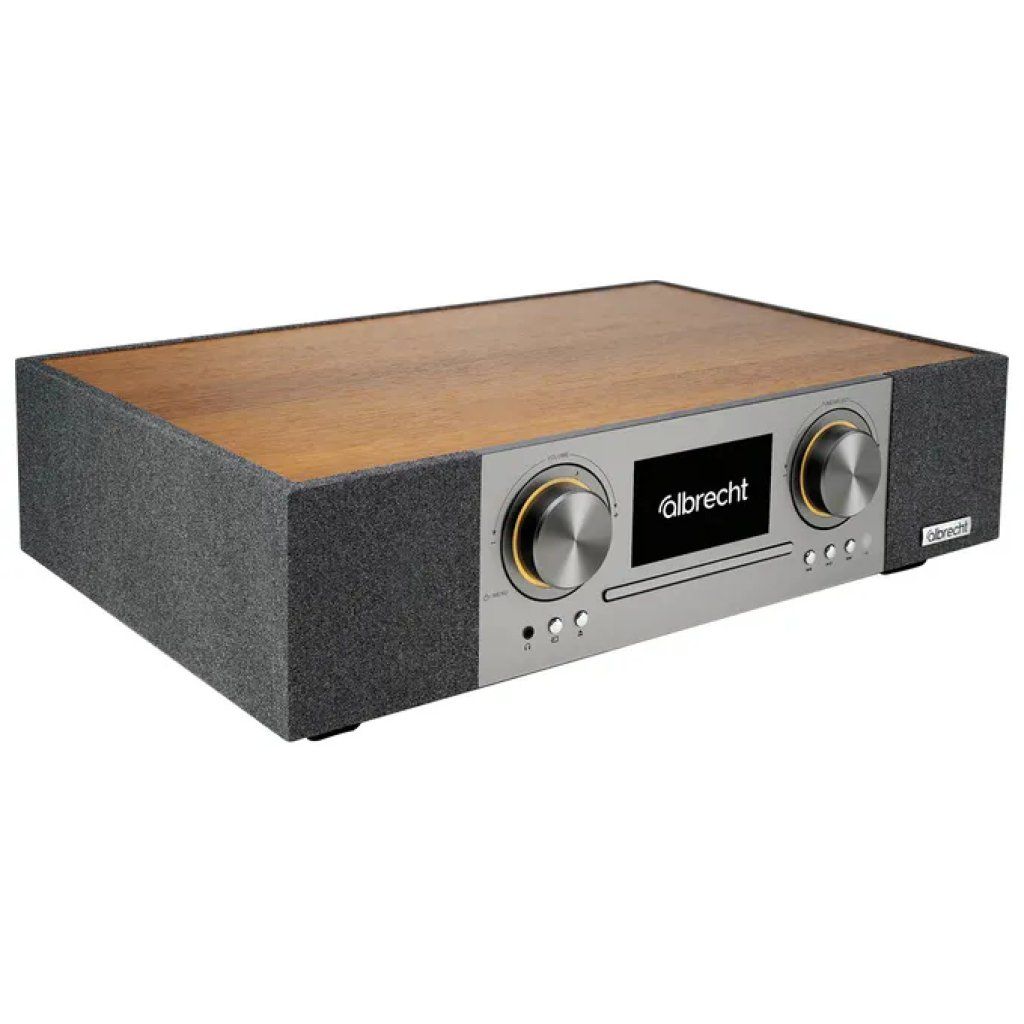 Albrecht DR 1000 Sistema Audio 2.1 con Radio DAB+, FM e Internet, Bluetooth, Wi-Fi e USB, 30 W, Noce