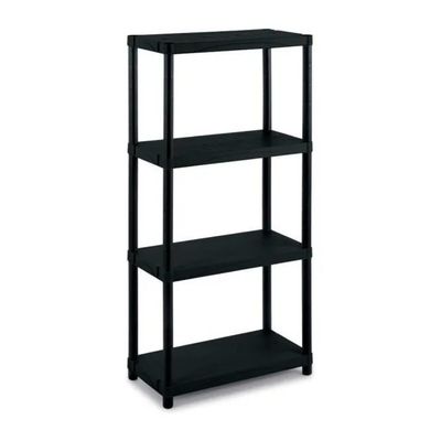 TERRY 3060-4 Scaffale Nero a 4 Ripiani, 60 x 30 x 132 cm
