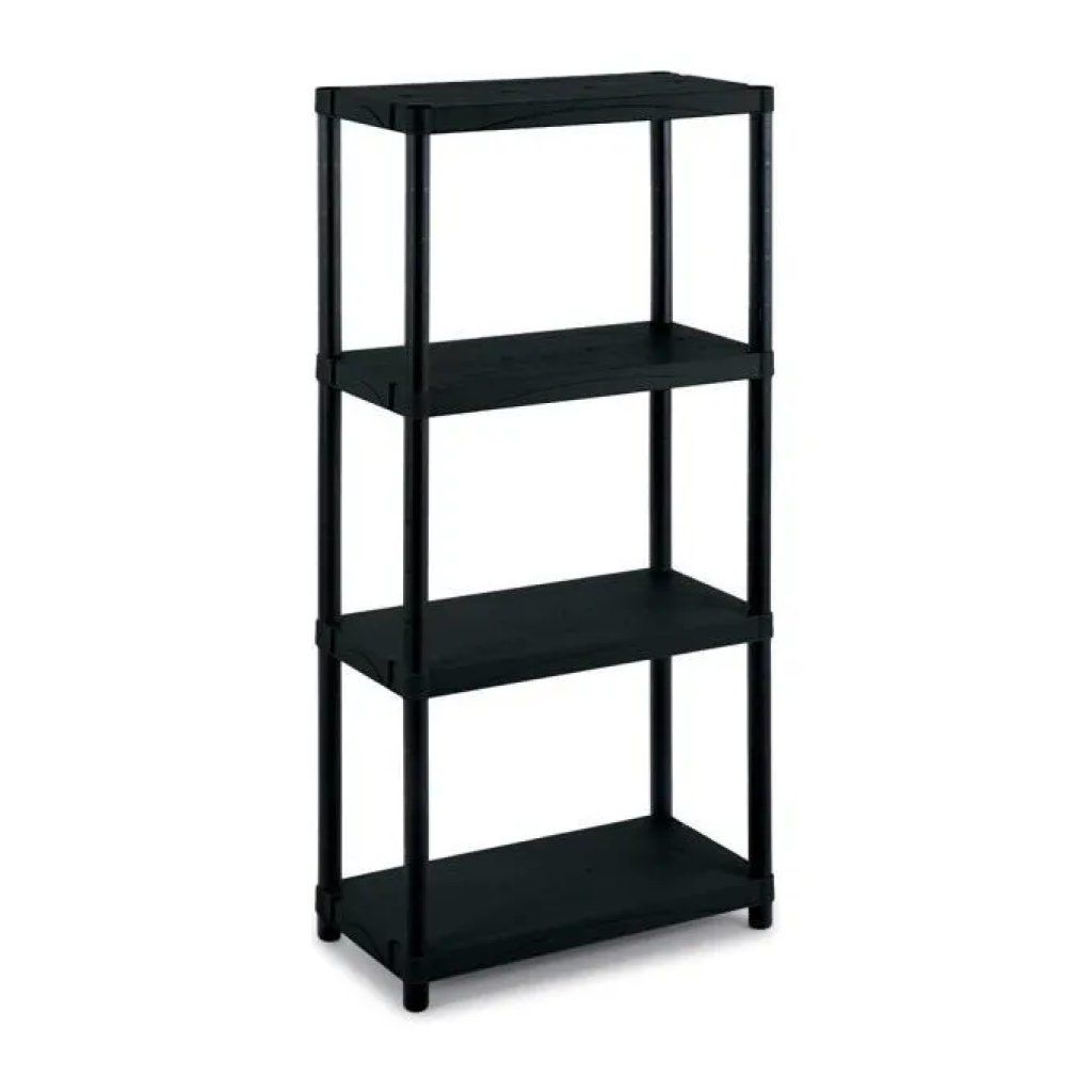TERRY 3060-4 Scaffale Nero in Plastica, 4 Ripiani, 60 x 30 x 132 cm