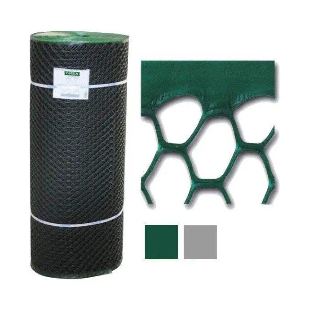 T-REX 09980 – Rete esagonale in plastica grigia, 100 cm x 50 m