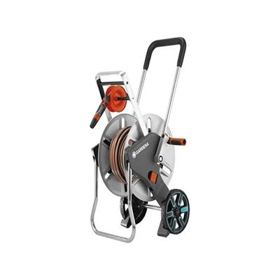 Gardena AquaRoll M Easy Metal – Carrello avvolgitubo con tubo da 25 m