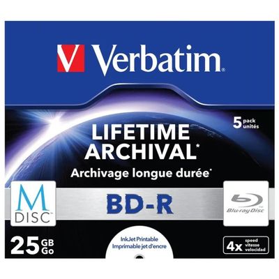 Verbatim M-DISC BD-R 25 GB 4x stampabile, 5 dischi