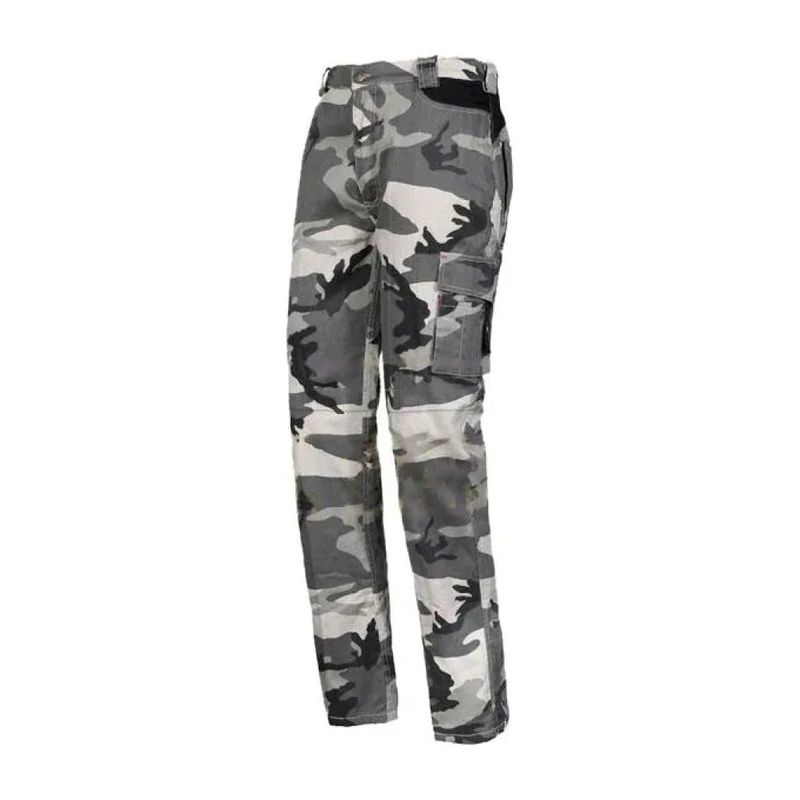 ISSA Pantalone da Lavoro Trasformabile in Bermuda, Cotone Grigio Mimetico, Taglia S