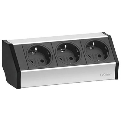 EVOline V-Dock Cuisine Multipresa 3 Schuko, cavo 2,5 m, alluminio anodizzato, argento e nero
