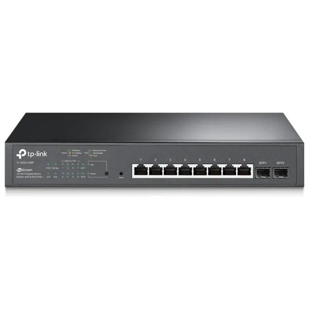 TP-Link Omada TL-SG2210MP Switch Gigabit PoE+ gestito, 8 porte PoE+ e 2 slot SFP
