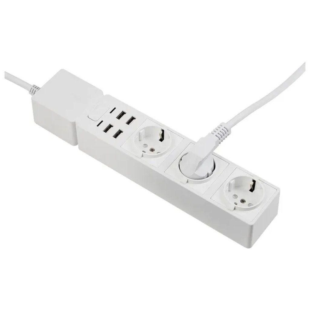 EDiMAX SP-1123WT Ciabatta Smart WiFi con 3 Prese e 4 Porte USB, Cavo da 1,5 m, Bianca