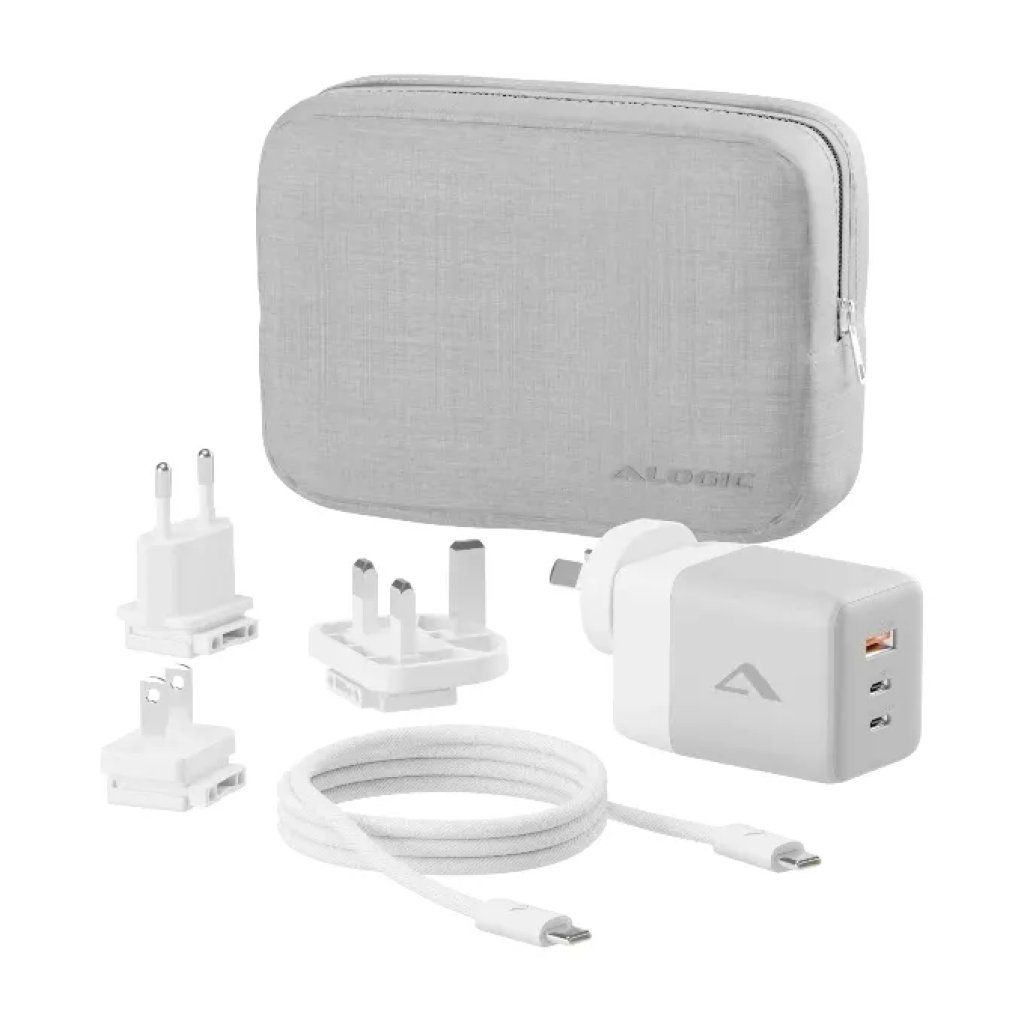 ALOGIC 3X100 Caricabatterie GaN 100 W, 3 porte, bianco