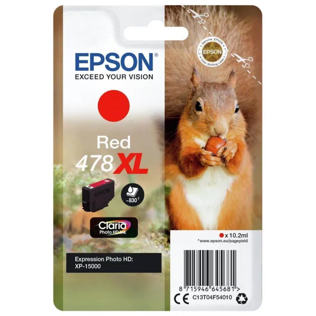 Epson 478XL Scoiattolo – Cartuccia rossa Claria Photo HD