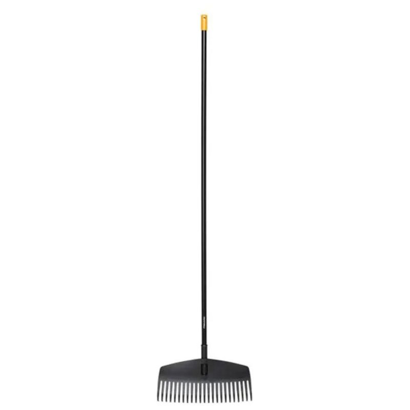 Fiskars Solid 1063090 – Scopa per foglie con manico in alluminio, 23 denti, 169 cm