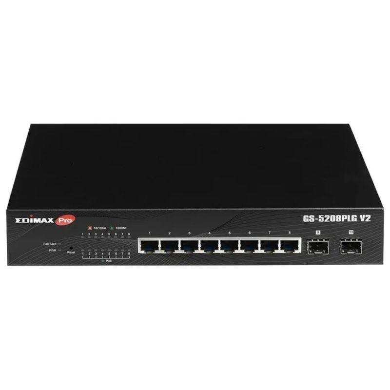 EDIMAX GS-5208PLG V2 Switch Web Smart Gigabit PoE+ 8 porte con 2 SFP