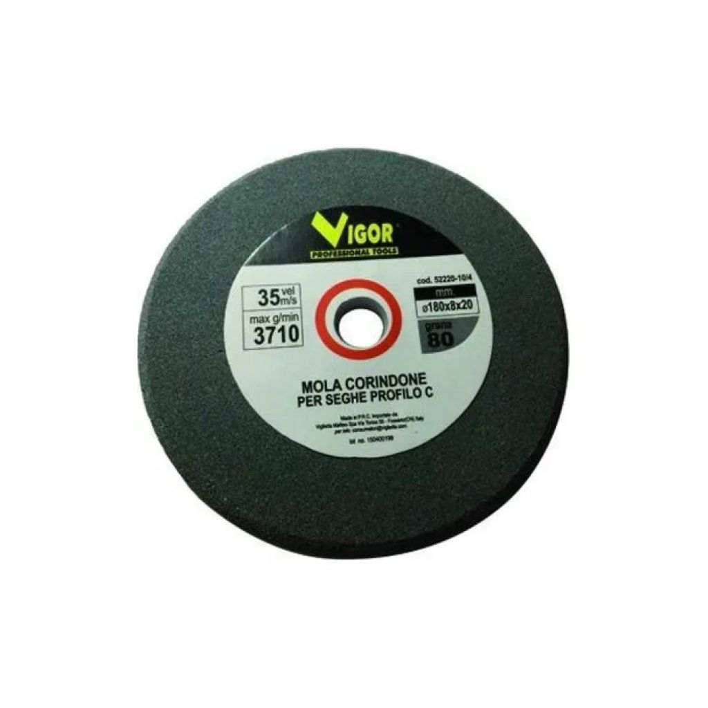 Vigor-Blinky Mola in Corindone per Affilatura Seghe Profilo C, Grana 80, 180 x 8 x 20 mm
