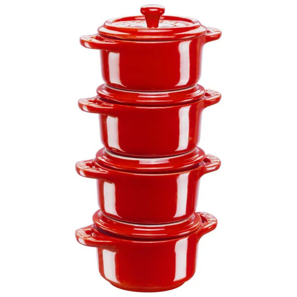Staub Ceramique – Set 4 mini cocotte in ceramica, 10 cm, ciliegia