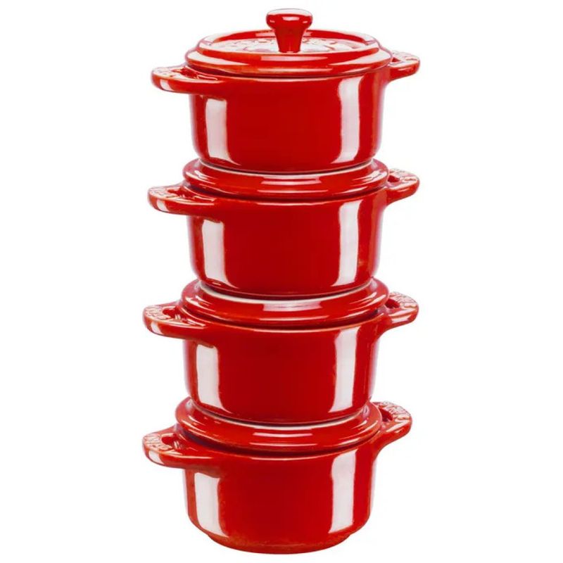 Staub Ceramique – Set 4 mini cocotte in ceramica, 10 cm, ciliegia