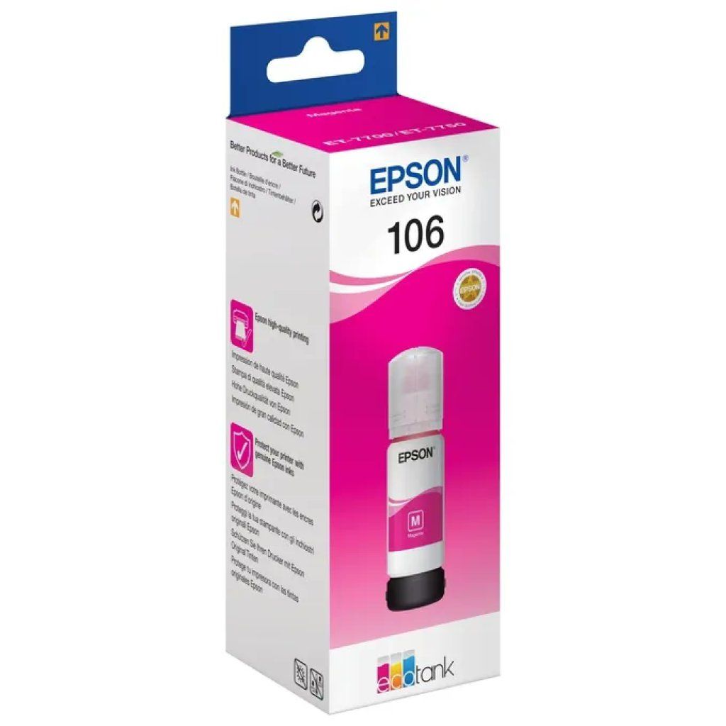 Epson EcoTank 106 C13T00R340 – Inchiostro magenta a pigmento, 70 ml