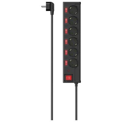 Hama Ciabatta Elettrica Filtrata con 6 Interruttori, Nera Hama Ciabatta Elettrica Filtrata con 6 Interruttori, Nera