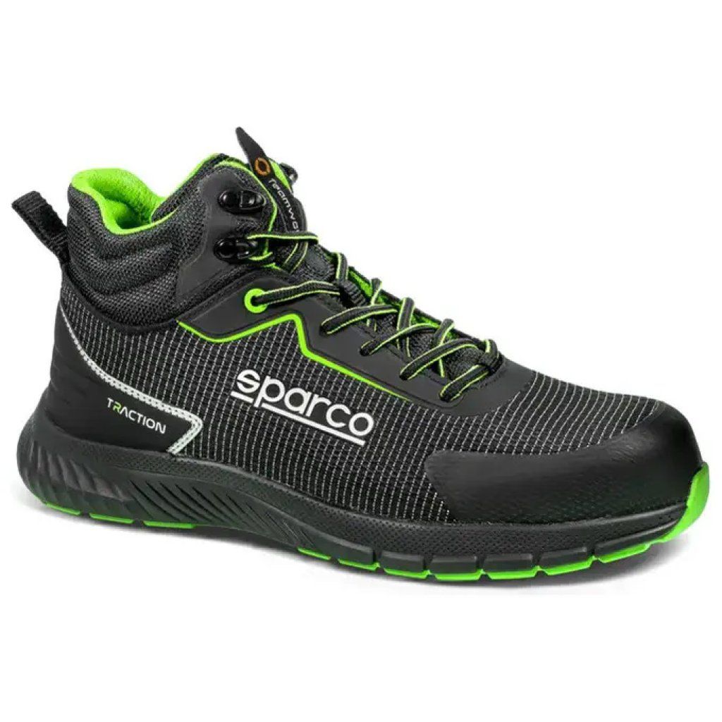 Sparco Traction-H Naoki – Scarpe antinfortunistiche alte S3S ESD HRO, nero-verdi, taglia 44 Sparco Traction-H Naoki – Scarpe antinfortunistiche alte S3S ESD HRO, nero-verdi, taglia 44