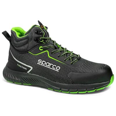 Sparco Traction-H Naoki – Scarpe antinfortunistiche alte S3S ESD HRO, nero-verdi, taglia 44