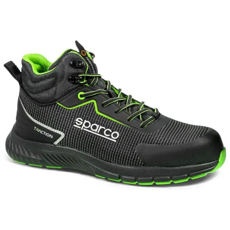 Sparco Traction-H Naoki – Scarpe antinfortunistiche alte S3S ESD HRO, nero-verdi, taglia 44