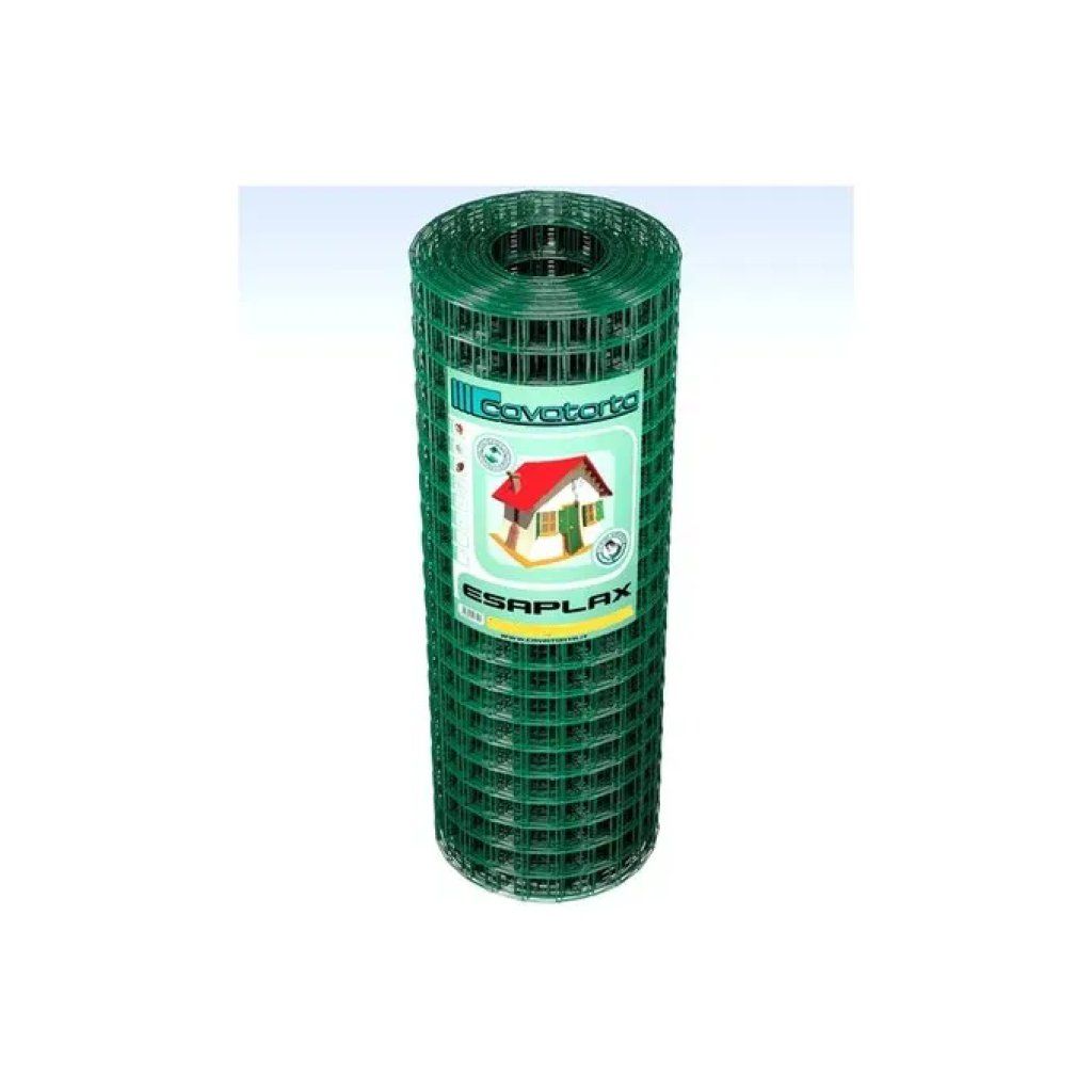 Cavatorta Esaplax – Rete elettrosaldata zincata e plasticata verde, 120 cm x 25 m