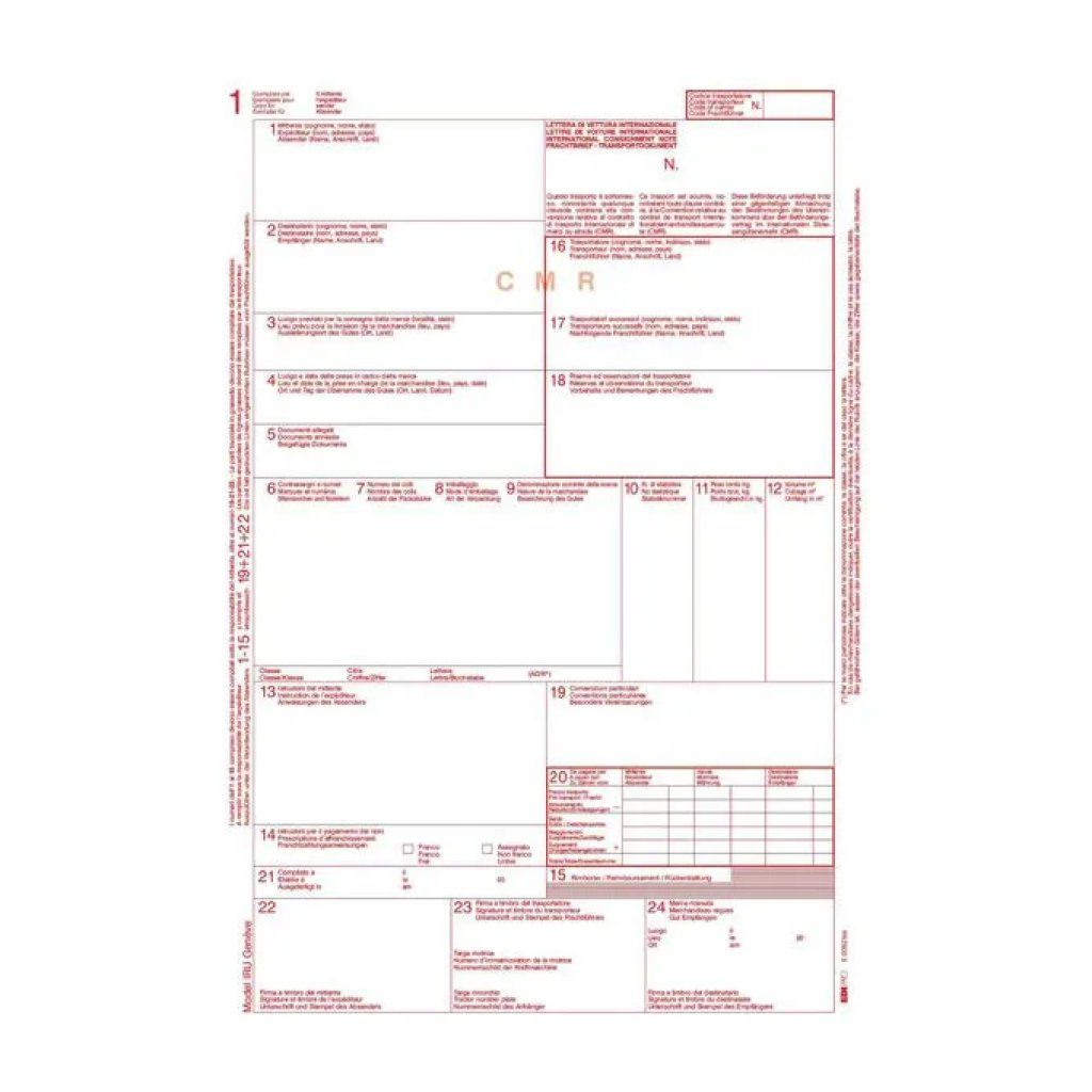 EDIPRO Lettera di Vettura Internazionale CMR, 5 copie autoricalcanti, 100 fogli, 31 × 24 cm EDIPRO Lettera di Vettura Internazionale CMR, 5 copie autoricalcanti, 100 fogli, 31 × 24 cm