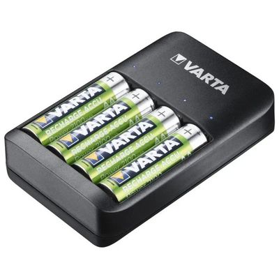 VARTA Caricabatterie USB per 4 pile AA/AAA con 4 pile AA da 2100 mAh