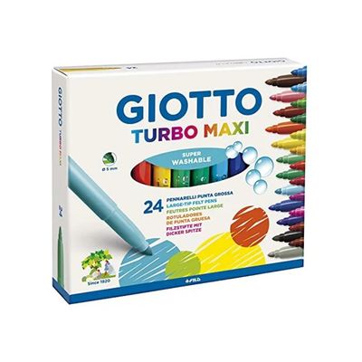 Giotto Turbo Maxi Pennarelli a Punta Larga, 24 Colori Giotto Turbo Maxi Pennarelli a Punta Larga, 24 Colori