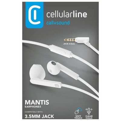 Cellularline Mantis Auricolari con Microfono, Jack 3,5 mm, Bianchi