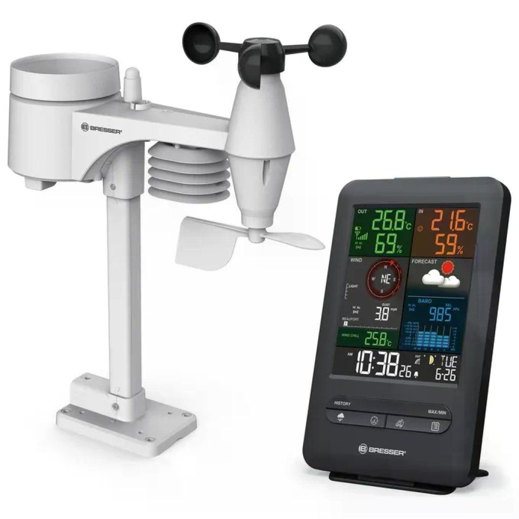 Bresser 7002525 Centro Meteo Wireless 5 in 1 con Display a Colori